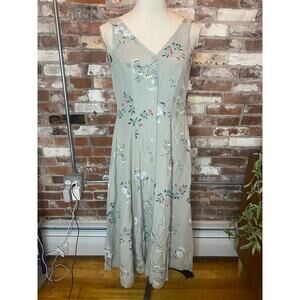 Vintage Compagnie International Express Green Floral Button Front Dress Size 1